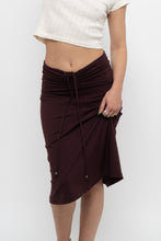 Load image into Gallery viewer, Vintage x EDDIE BAUER Dark Plum Cinched Midi Skirt (XS, S)