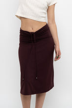 Load image into Gallery viewer, Vintage x EDDIE BAUER Dark Plum Cinched Midi Skirt (XS, S)