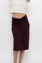Load image into Gallery viewer, Vintage x EDDIE BAUER Dark Plum Cinched Midi Skirt (XS, S)