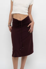 Load image into Gallery viewer, Vintage x EDDIE BAUER Dark Plum Cinched Midi Skirt (XS, S)