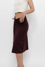 Load image into Gallery viewer, Vintage x EDDIE BAUER Dark Plum Cinched Midi Skirt (XS, S)