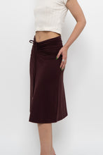 Load image into Gallery viewer, Vintage x EDDIE BAUER Dark Plum Cinched Midi Skirt (XS, S)