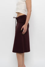 Load image into Gallery viewer, Vintage x EDDIE BAUER Dark Plum Cinched Midi Skirt (XS, S)