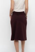 Load image into Gallery viewer, Vintage x EDDIE BAUER Dark Plum Cinched Midi Skirt (XS, S)