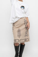 Load image into Gallery viewer, Vintage x Beige Linen Sequin Midi Skirt (XS)