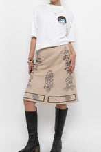 Load image into Gallery viewer, Vintage x Beige Linen Sequin Midi Skirt (XS)