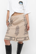 Load image into Gallery viewer, Vintage x Beige Linen Sequin Midi Skirt (XS)