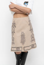 Load image into Gallery viewer, Vintage x Beige Linen Sequin Midi Skirt (XS)