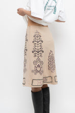 Load image into Gallery viewer, Vintage x Beige Linen Sequin Midi Skirt (XS)