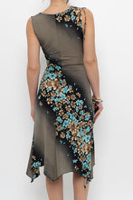 Load image into Gallery viewer, Vintage x Black Teal Floral Midi Dress (S, M)