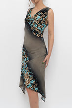 Load image into Gallery viewer, Vintage x Black Teal Floral Midi Dress (S, M)