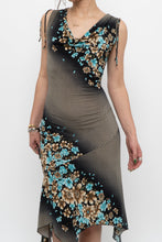 Load image into Gallery viewer, Vintage x Black Teal Floral Midi Dress (S, M)