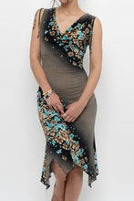 Load image into Gallery viewer, Vintage x Black Teal Floral Midi Dress (S, M)