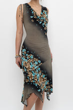 Load image into Gallery viewer, Vintage x Black Teal Floral Midi Dress (S, M)