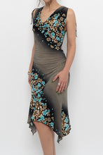 Load image into Gallery viewer, Vintage x Black Teal Floral Midi Dress (S, M)