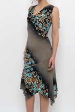 Load image into Gallery viewer, Vintage x Black Teal Floral Midi Dress (S, M)