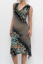 Load image into Gallery viewer, Vintage x Black Teal Floral Midi Dress (S, M)