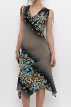 Load image into Gallery viewer, Vintage x Black Teal Floral Midi Dress (S, M)