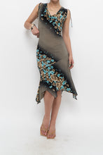 Load image into Gallery viewer, Vintage x Black Teal Floral Midi Dress (S, M)