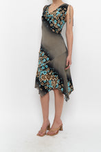 Load image into Gallery viewer, Vintage x Black Teal Floral Midi Dress (S, M)