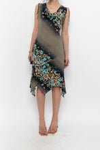 Load image into Gallery viewer, Vintage x Black Teal Floral Midi Dress (S, M)