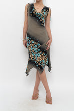 Load image into Gallery viewer, Vintage x Black Teal Floral Midi Dress (S, M)