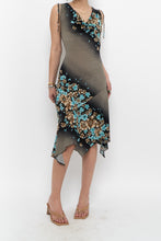 Load image into Gallery viewer, Vintage x Black Teal Floral Midi Dress (S, M)