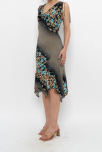 Load image into Gallery viewer, Vintage x Black Teal Floral Midi Dress (S, M)