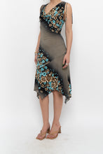 Load image into Gallery viewer, Vintage x Black Teal Floral Midi Dress (S, M)