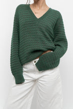 Load image into Gallery viewer, Vintage x Heathered Dark-Green Handmade Knit Sweater (XS-L)