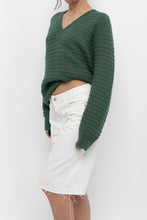 Load image into Gallery viewer, Vintage x Heathered Dark-Green Handmade Knit Sweater (XS-L)