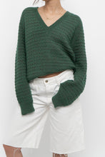 Load image into Gallery viewer, Vintage x Heathered Dark-Green Handmade Knit Sweater (XS-L)