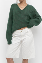 Load image into Gallery viewer, Vintage x Heathered Dark-Green Handmade Knit Sweater (XS-L)