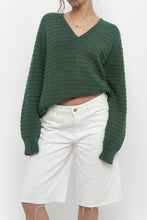 Load image into Gallery viewer, Vintage x Heathered Dark-Green Handmade Knit Sweater (XS-L)