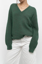 Load image into Gallery viewer, Vintage x Heathered Dark-Green Handmade Knit Sweater (XS-L)