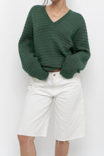 Load image into Gallery viewer, Vintage x Heathered Dark-Green Handmade Knit Sweater (XS-L)