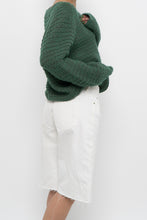 Load image into Gallery viewer, Vintage x Heathered Dark-Green Handmade Knit Sweater (XS-L)