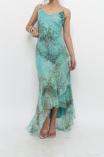 Load image into Gallery viewer, Vintage x BELESSA x Teal Patterned Beaded Silk Dress (M)