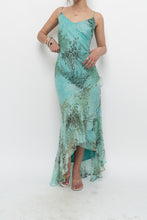 Load image into Gallery viewer, Vintage x BELESSA x Teal Patterned Beaded Silk Dress (M)