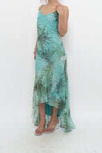 Load image into Gallery viewer, Vintage x BELESSA x Teal Patterned Beaded Silk Dress (M)