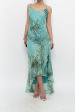 Load image into Gallery viewer, Vintage x BELESSA x Teal Patterned Beaded Silk Dress (M)