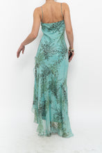 Load image into Gallery viewer, Vintage x BELESSA x Teal Patterned Beaded Silk Dress (M)