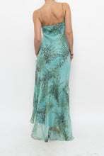 Load image into Gallery viewer, Vintage x BELESSA x Teal Patterned Beaded Silk Dress (M)