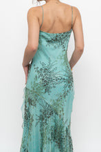 Load image into Gallery viewer, Vintage x BELESSA x Teal Patterned Beaded Silk Dress (M)