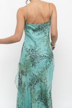 Load image into Gallery viewer, Vintage x BELESSA x Teal Patterned Beaded Silk Dress (M)
