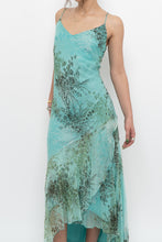 Load image into Gallery viewer, Vintage x BELESSA x Teal Patterned Beaded Silk Dress (M)