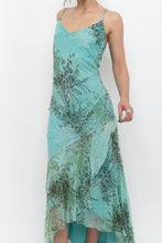 Load image into Gallery viewer, Vintage x BELESSA x Teal Patterned Beaded Silk Dress (M)