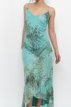 Load image into Gallery viewer, Vintage x BELESSA x Teal Patterned Beaded Silk Dress (M)