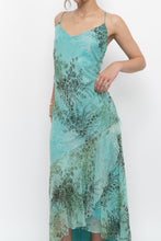 Load image into Gallery viewer, Vintage x BELESSA x Teal Patterned Beaded Silk Dress (M)