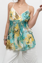 Load image into Gallery viewer, Vintage x Made in Canada x DONNA Teal Floral Flowy Tank (L)